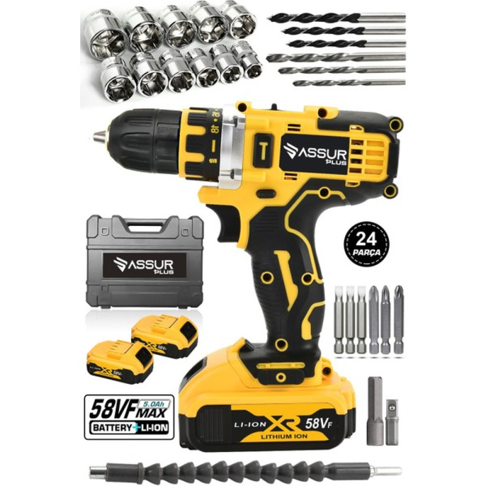 Jetta Power Tools Şarjlı Matkap Darbesiz 24 Parça 58VF Çift Akülü Plastik Mandren Mavi Ş36 Elektrikli El Aletleri Fiyatı