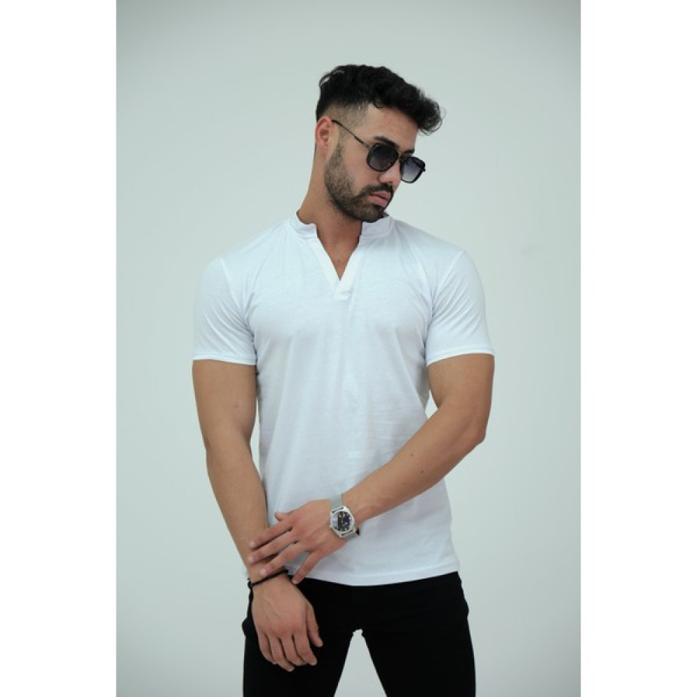 JettStore Erkek Slim Fit Hakim Yaka %100 Pamuklu Basic Tişört Erkek T-shirt Fiyatı