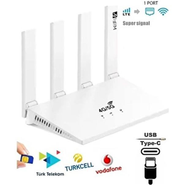 JetucuzAl Dataforce 4g 5g Sim Kartlı 4 Anten 1 Port RJ45 Taşınabilir Router Wifi 6 Modem CPF906 Router Fiyatı