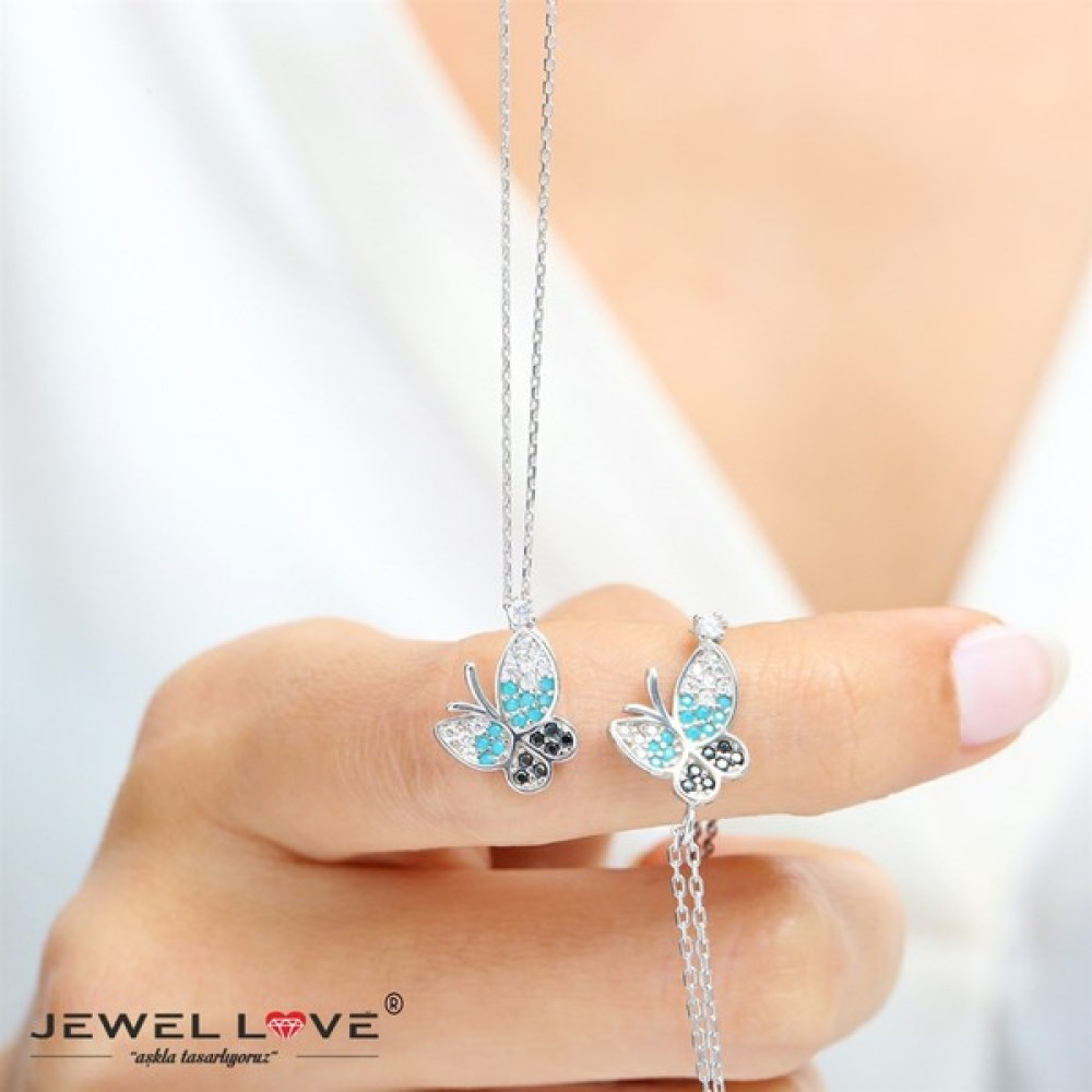 Jewel Pırlanta Montür Tasarım Süzme Taş Gümüş Kelebek Kolye Gümüş Kolye Fiyatı