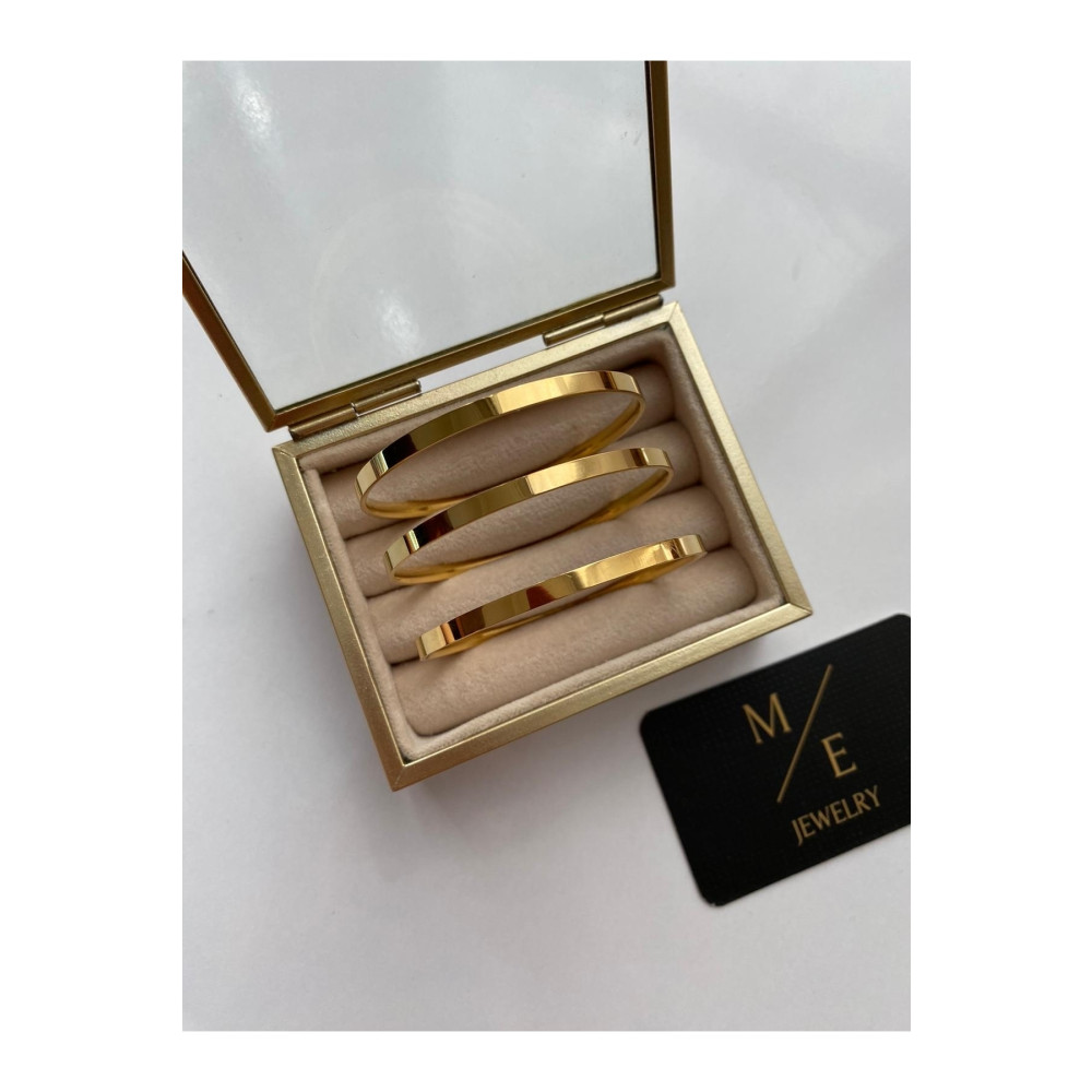 JEWELRY Çelik Gold Detaylı 3’Lü Kalın Düz Ajda Bilezik Standart Beden Çelik Bilezik Fiyatı