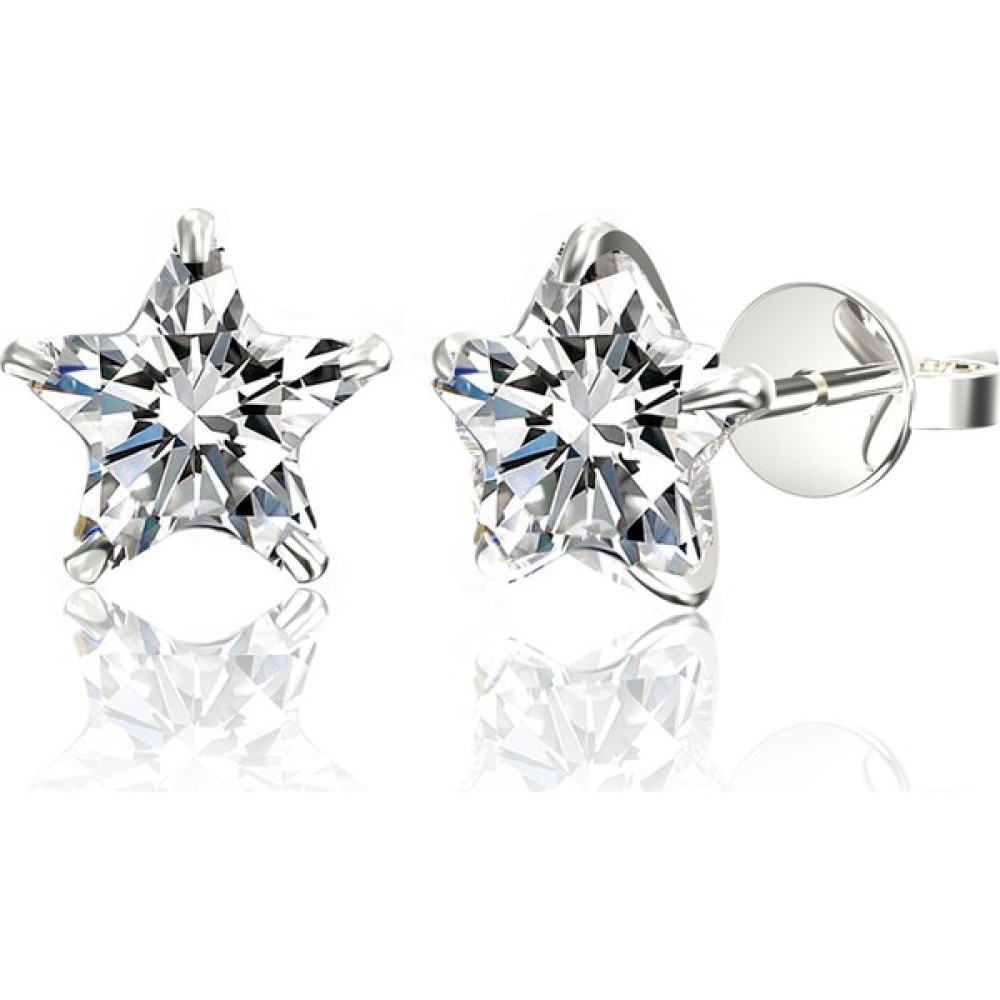 Jewelry For Light 4 mm Beyaz Yıldız Kesim (Star Cut) Tektaş Zirkon Pimli Gümüş Küpe Gümüş Küpe Fiyatı