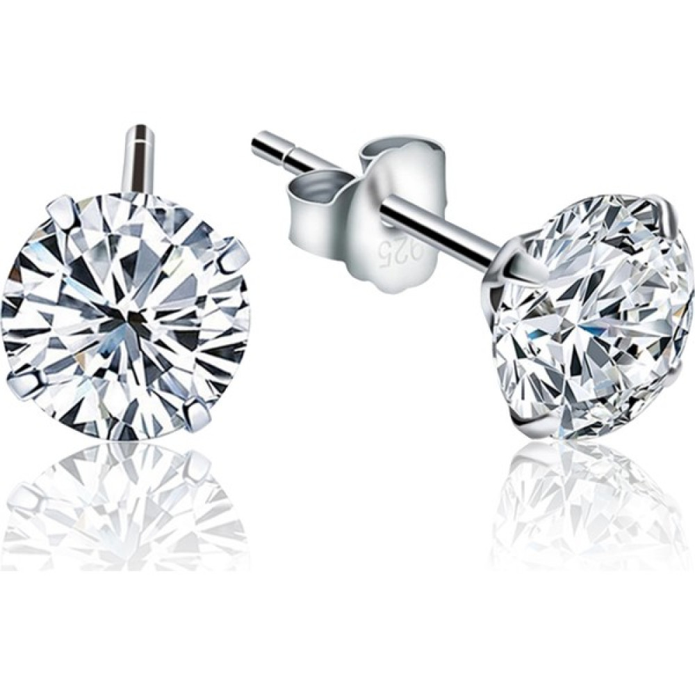 Jewelry For Light 4 mm Beyaz Yuvarlak Kesim (Round-Brilliant Cut) Tektaş Zirkon Pimli Gümüş Küpe Gümüş Küpe Fiyatı