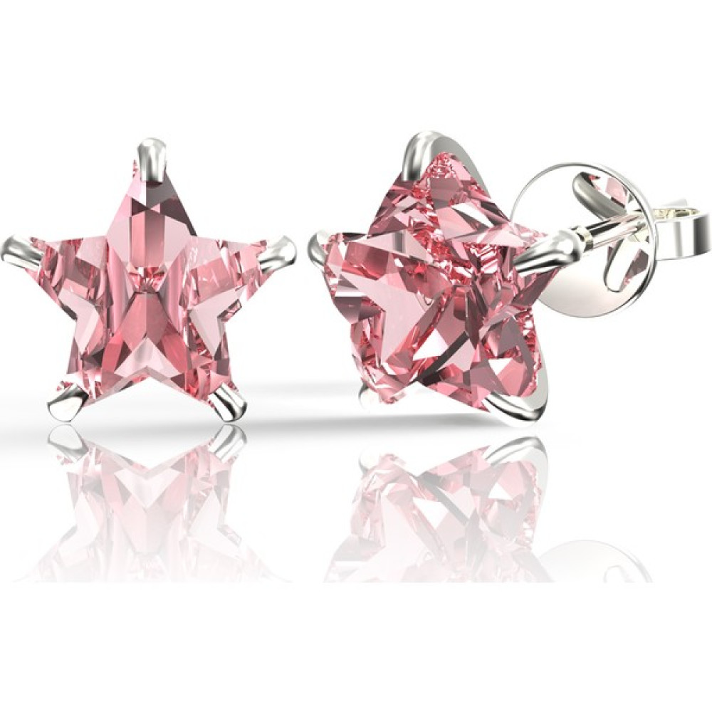 Jewelry For Light 4mm Pink Yıldız Kesim (Star Cut) Tektaş Zirkon Pimli Gümüş Küpe Gümüş Küpe Fiyatı