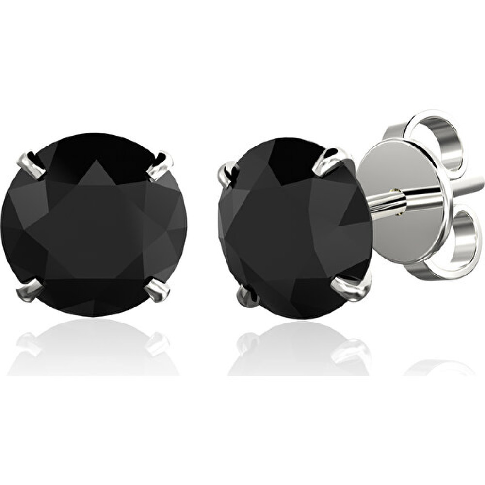 Jewelry For Light 5mm Siyah Yuvarlak Kesim (Round-Brilliant Cut) Tektaş Zirkon Pimli Gümüş Küpe Gümüş Küpe Fiyatı
