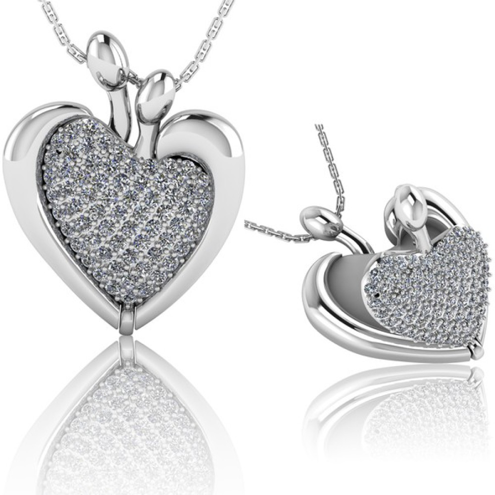 Jewelry For Light Zirkon Taşlı Açılır Kalp Gümüş Kolye Gümüş Kolye Fiyatı