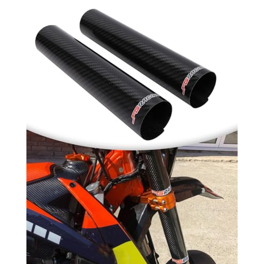 JFG RACING Motorcycle Carbon Fiber Fork Wrap Boots Gator Guard Protector Front Shock Covers Gaiters For Most Dirt Bike, 2 PCS 250mm