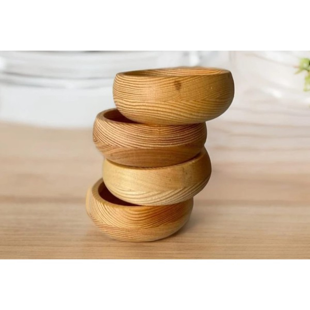 JHT Shop Bambu Çerezlik 4lu Sunum Kabı Yuvarlak Kase Takımı 10*3.5cm - Ahşap Kase Fiyatı