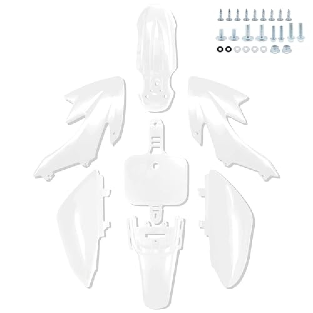 JIAXIMAN CRF50 Plastics Kit Pit Bike Parts Fairings Fenders for HONDA CRF 50 XR 50 XR50 SSR 110 SSR 125 Razor MX650 MX500 and Similar Trail Dirt Bike 50cc-160cc (JM007-WHITE)