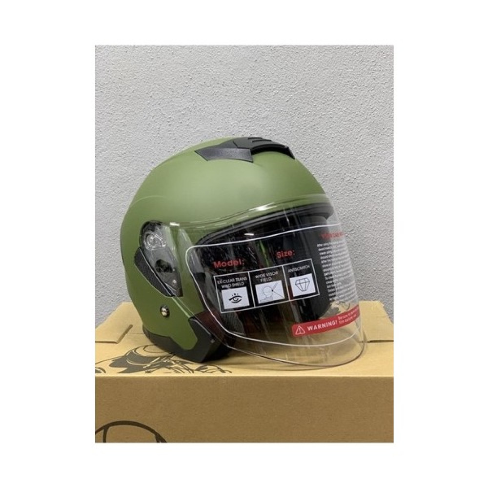 Jıekaı Yarım Kask Güneş Vizörlü Mat Yeşil (L) Motorsiklet Kaskları Fiyatı