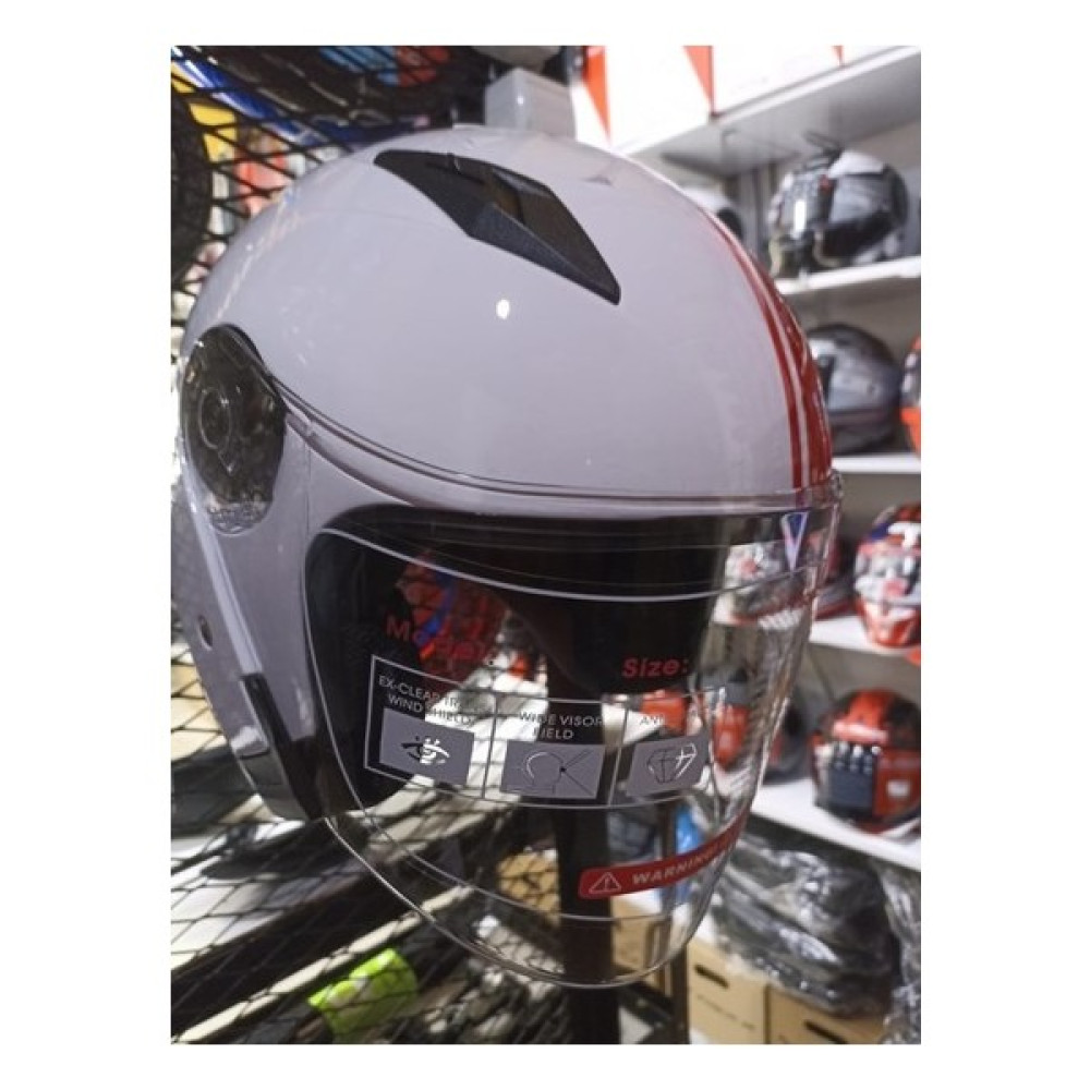 Jıekaı Yarım Kask Kırmızı-Beyaz (Xl) Motorsiklet Kaskları Fiyatı