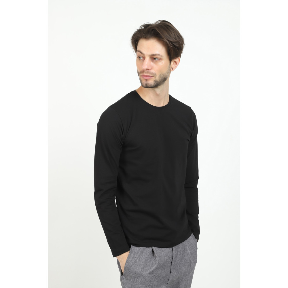 Jim Poweel Erkek Siyah Uzun Kollu Likralı Basic T-shirt M Beden Bayan T-shirt Fiyatı