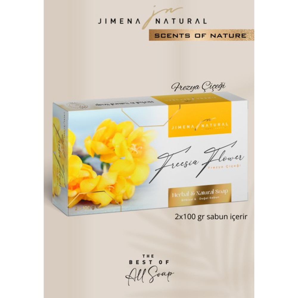 Jimena Natural Doğanın Kokuları Bitkisel & Doğal Sabun 2 x 100 gr Lüks Kutu - Scents Of Nature Herbal & Natural Soap - FREZYA ÇİÇEĞİ Oto Boyaları Fiyatı