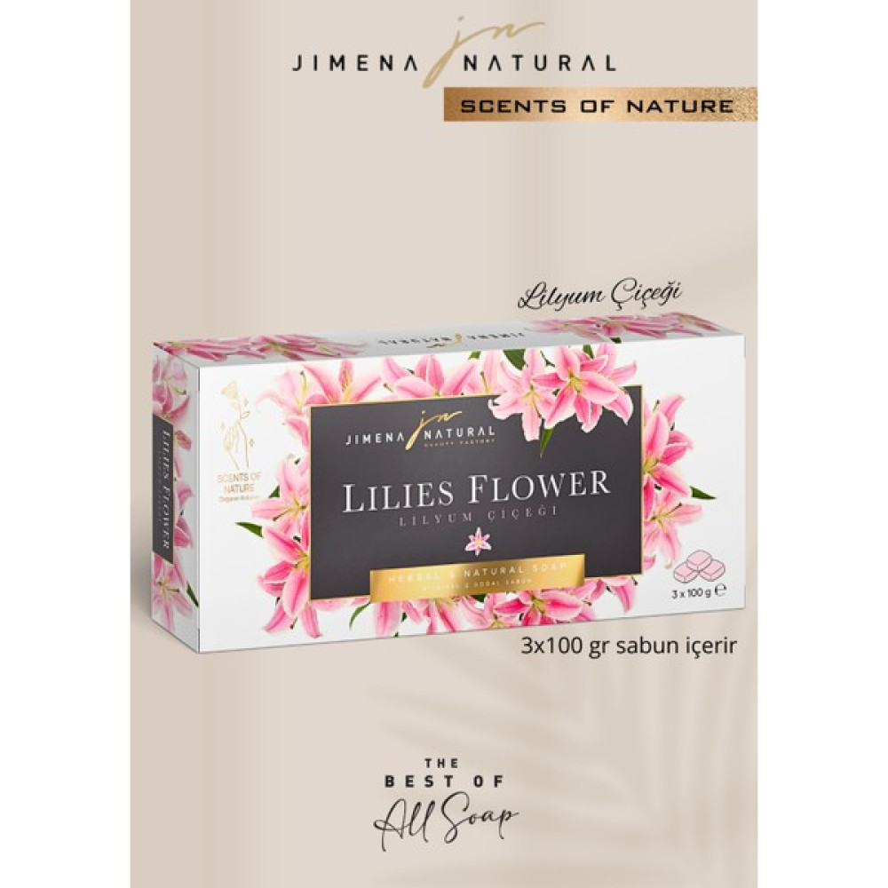 Jimena Natural Doğanın Kokuları Bitkisel & Doğal Sabun 3 x 100GR Lüks Kutu - Scentsof Nature Herbal & Natural Soap - Lilyum Sabunlar Fiyatı