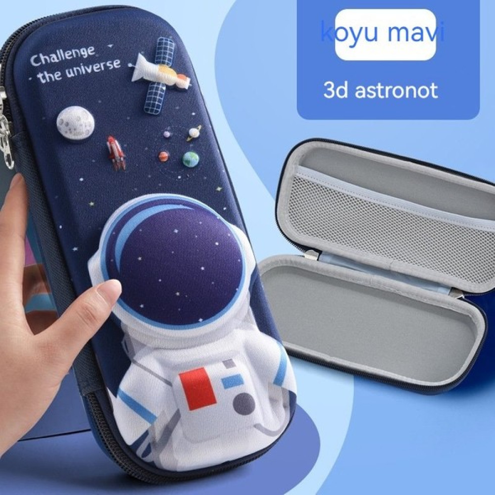 Jimmy Fois Öğrenci Kalem Çantası Bez Yüzü Eva 3D Karikatür Kalem Çantası Astronot (Yurt Dışından) - Koyu Mavi Kalemlik (Kalem Kutusu) Fiyatı