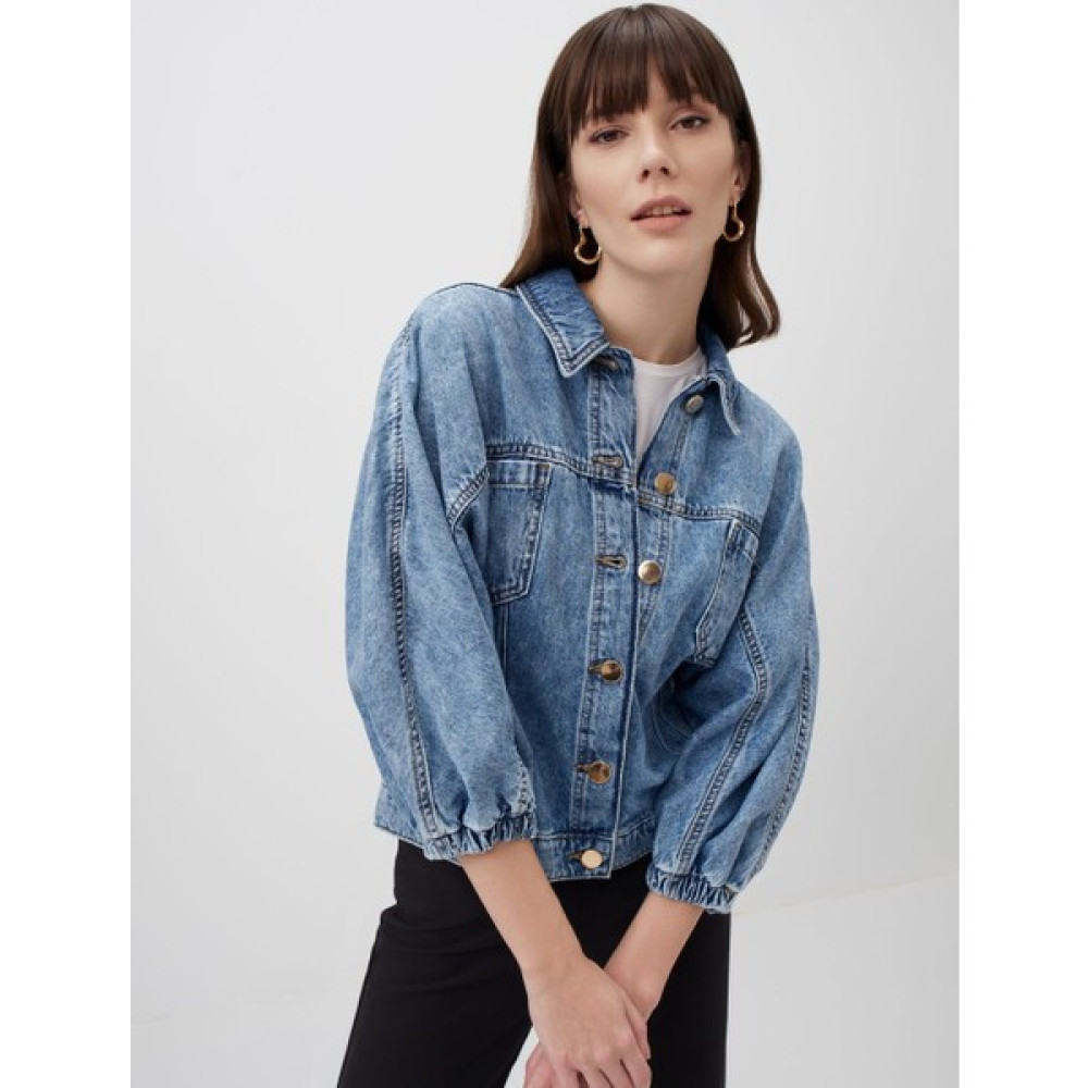 Jimmy Key Açık İndigo Mavi Uzun Kollu Jean Kot Crop Ceket Bayan Ceket Fiyatı