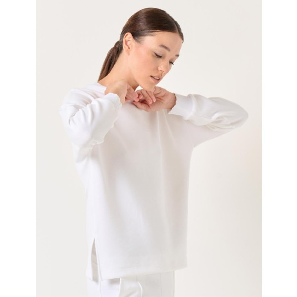 Jimmy Key Beyaz Bisiklet Yaka Uzun Kollu Oversize Sweatshirt Bayan Sweatshirt Fiyatı