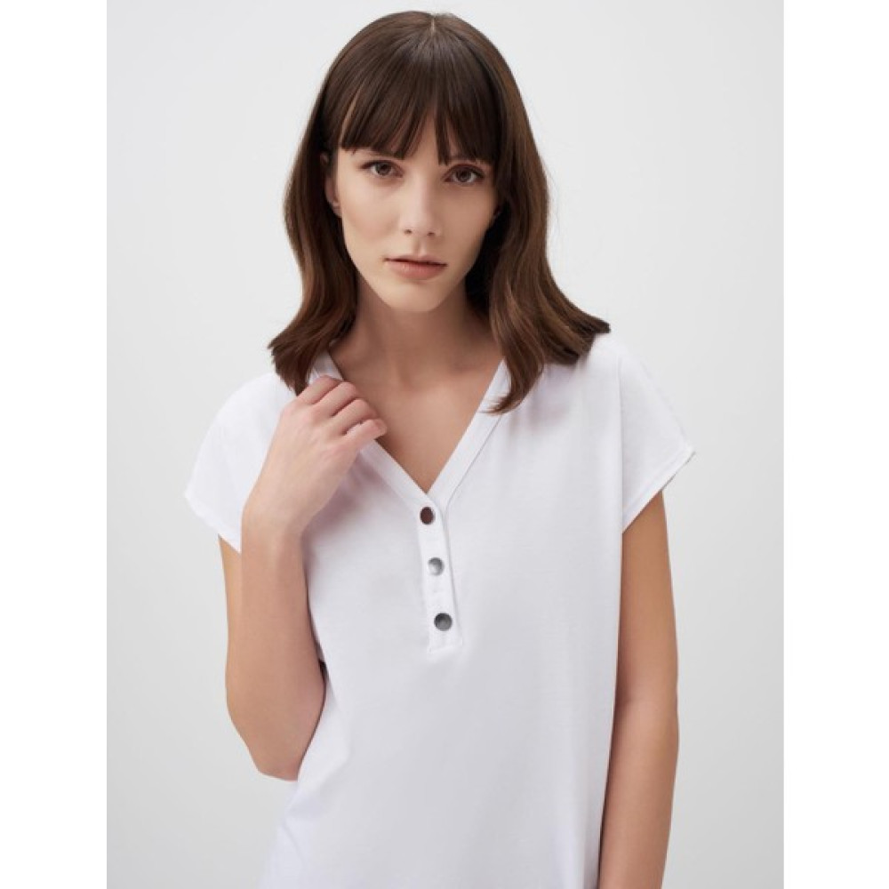 Jimmy Key Beyaz Kısa Kollu V Yaka Basic Tişört Bayan T-shirt Fiyatı