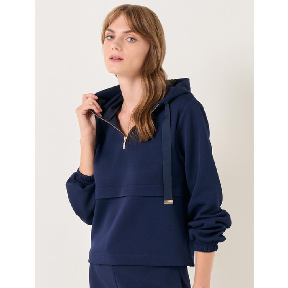 Jimmy Key Lacivert Uzun Kollu Rahat Kapüşonlu Sweatshirt Bayan Sweatshirt Fiyatı