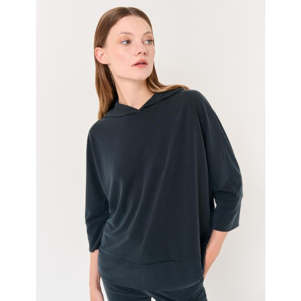Jimmy Key Siyah Kesim Truvakar Kol Kapüşonlu Örme Sweatshirt Bayan Sweatshirt Fiyatı