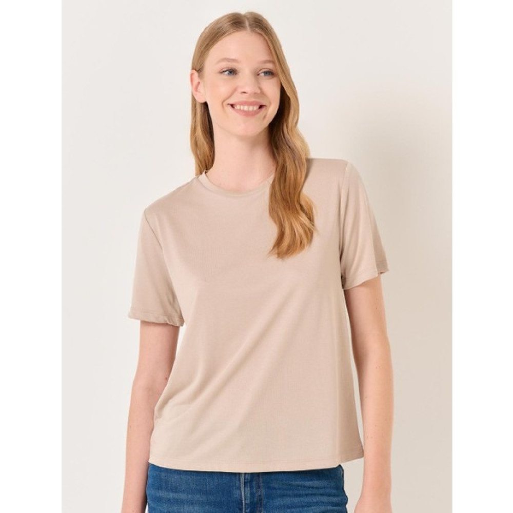 Jimmy Key Vizon Düz Kesim Bisiklet Yaka Kısa Kollu Basic Tişört Bayan T-shirt Fiyatı