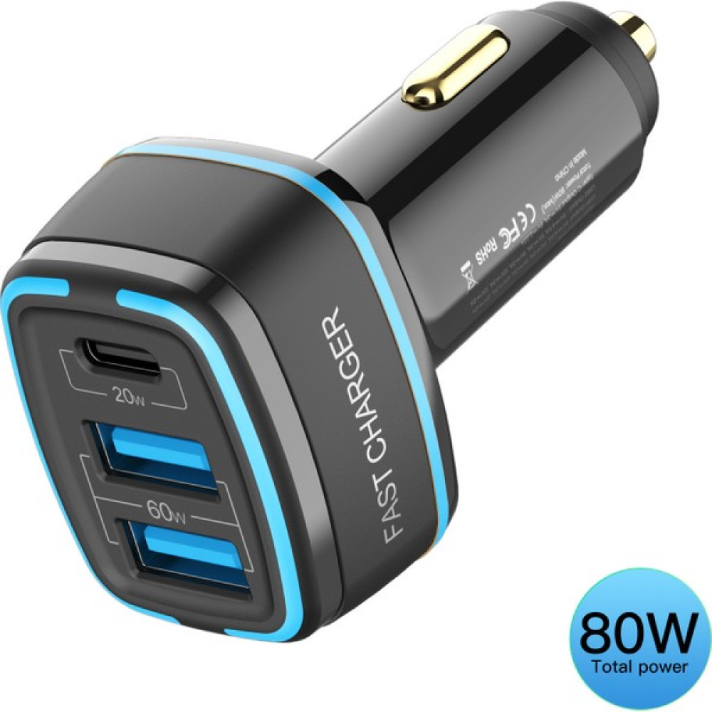 Jingyi iPhone 13 Için 80W USB C Araç Şarj Cihazı, 3 Bağlantı Noktalı USB Hızlı Araç Şarj Adaptörü Pd 3.0 ve Qc 3.0 iPhone 12/13 Pro Max Için Hızlı ... Cep Telefonu Araç Kiti Fiyatı