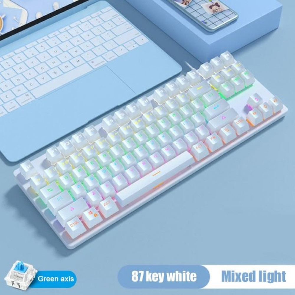 Jingyi Xunfox Oyun Klavyesi Kapak Mekanik 87 Tuşlar Rgb Lrd Işık Renkli Klavyeler Su Geçirmez Elektronik Oyun Oyun Klavyesi (Yurt Dışından) - Beyaz Oyuncu Klavyesi Fiyatı
