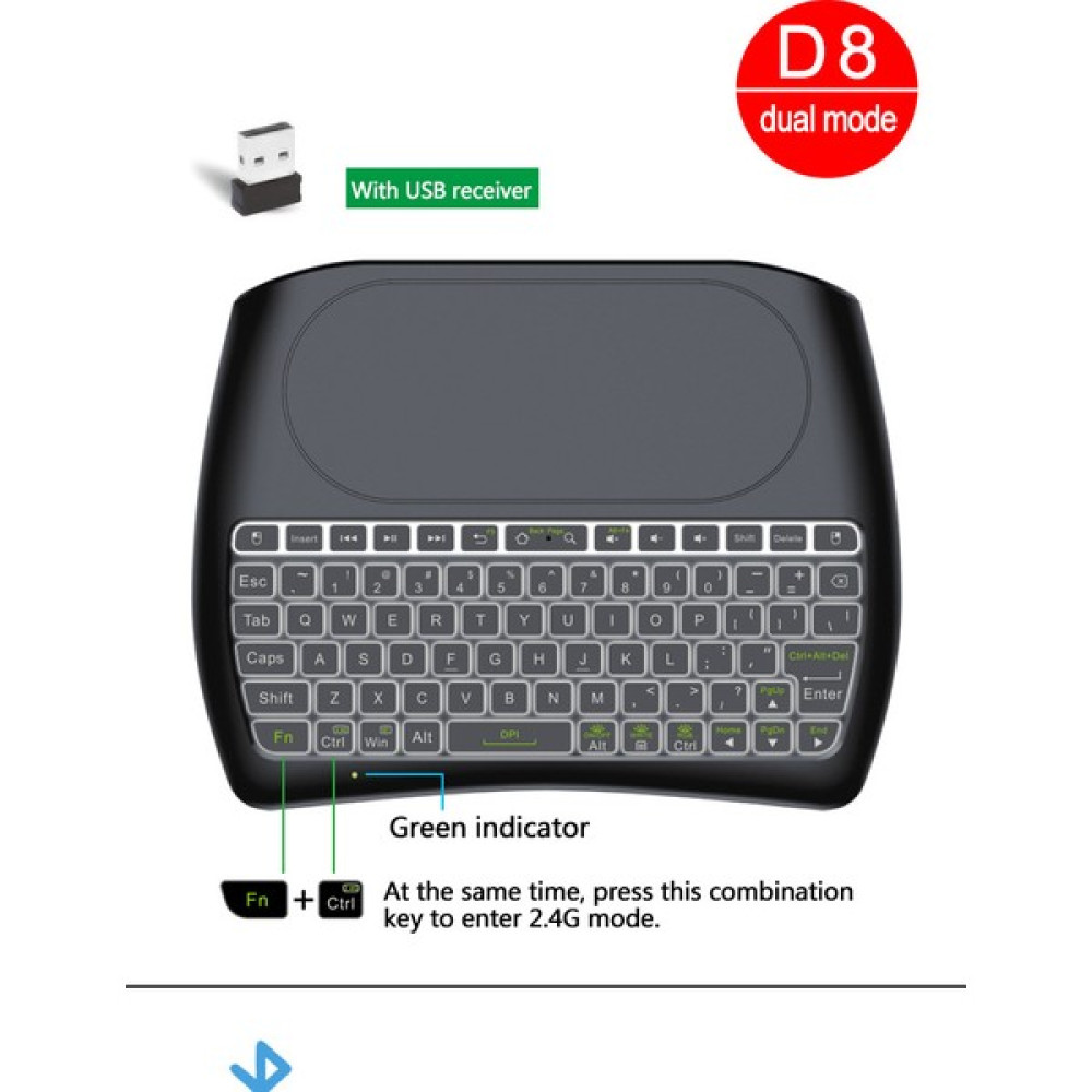 Jingyi Yeni Mini Kablosuz Bluetooth Klavye Fare Renkli Arkadan Aydınlatmalı Uçan Fare Büyük Dokunmatik I8 ST-001 (Yurt Dışından) Klavye - Mouse Fiyatı