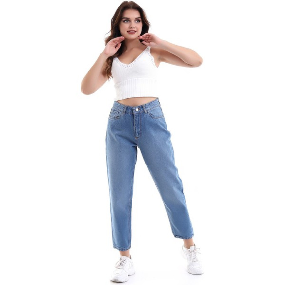 JIST Açık Mavi Yüksek Bel Mom Jean 0342 Kadın Pantolon Fiyatı
