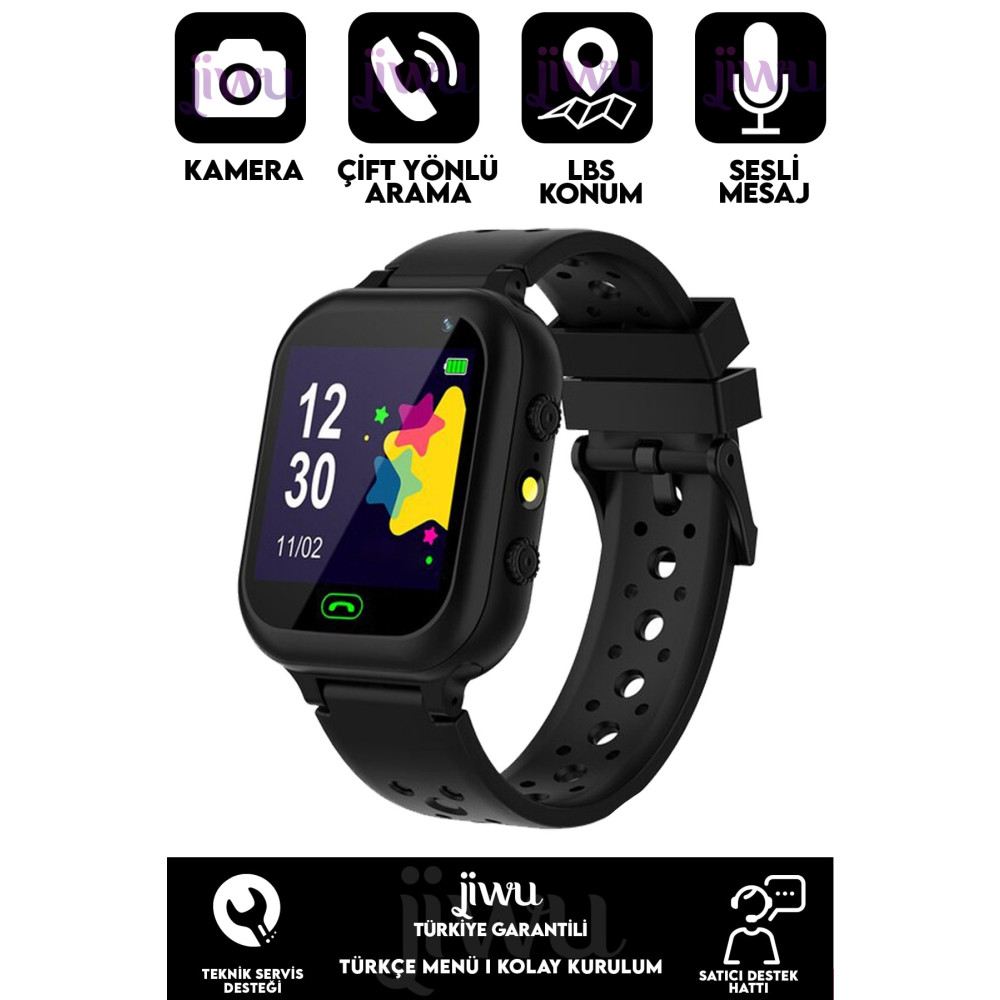 Jiwu Konum Takipli Sim Kart Girişli Kamera-lbs-sos Özellikli Türkçe Takip Saati Siyah Y Çocuk Akıllı Saat Akıllı Çocuk Saati Fiyatı