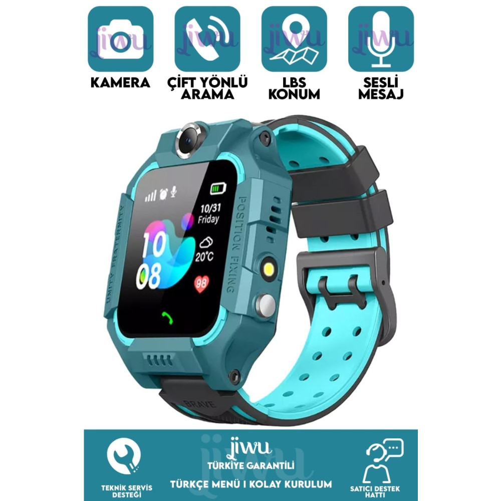 Jiwu Konum Takipli Sim Kart Girişli Kamera-lbs-sos Özellikli Türkçe Takip Saati Yeşil Çocuk Akıllı Saat Akıllı Çocuk Saati Fiyatı