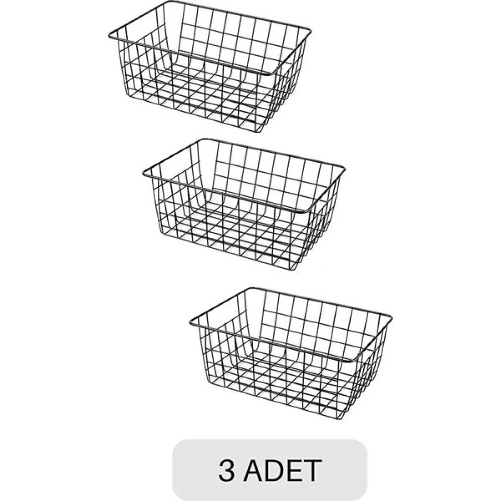 Jiyo 3 Adet Tel Sepet, Masaüstü Organizer, Organizer Sepet, Düzenleyici Organizer, Dolap Içi Organizer - Siyah Saklama Kapları Fiyatı