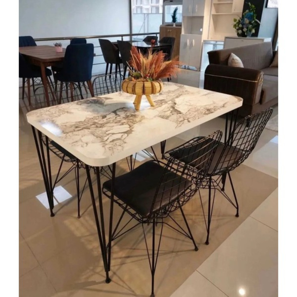 Jiyo Tel Masa Sandalye Takımı Oval - 110 x 70 cm - Beyaz Masa - Sandalye Seti / Takımı Fiyatı