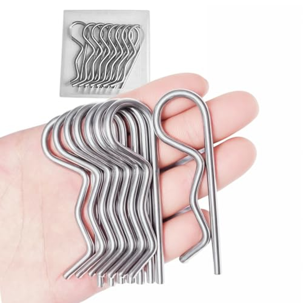 Jjssnower 8 Pieces Heavy Duty Cotter Pin, Reusable Cotter Pins Assortment Kit with Premium R Clips - Perfect for Mechanics, Lawn Mowers, Rv Owners - 3.5*75 mm Size