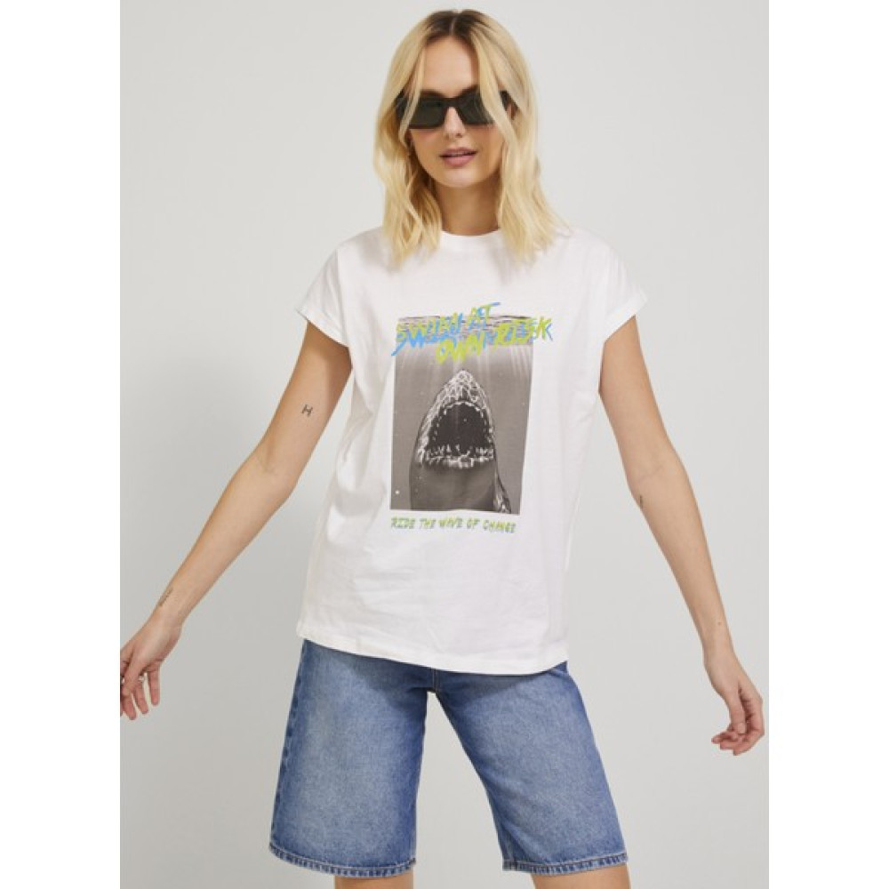 Jjxx Bisiklet Yaka Baskılı Ekru Kadın T-Shirt 12234665 Bayan T-shirt Fiyatı