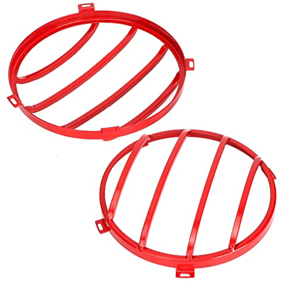JK Unlimited Headlights Front Fog Lamp Hood Guards Enhancing Appearance 3 Colors Available (Red)