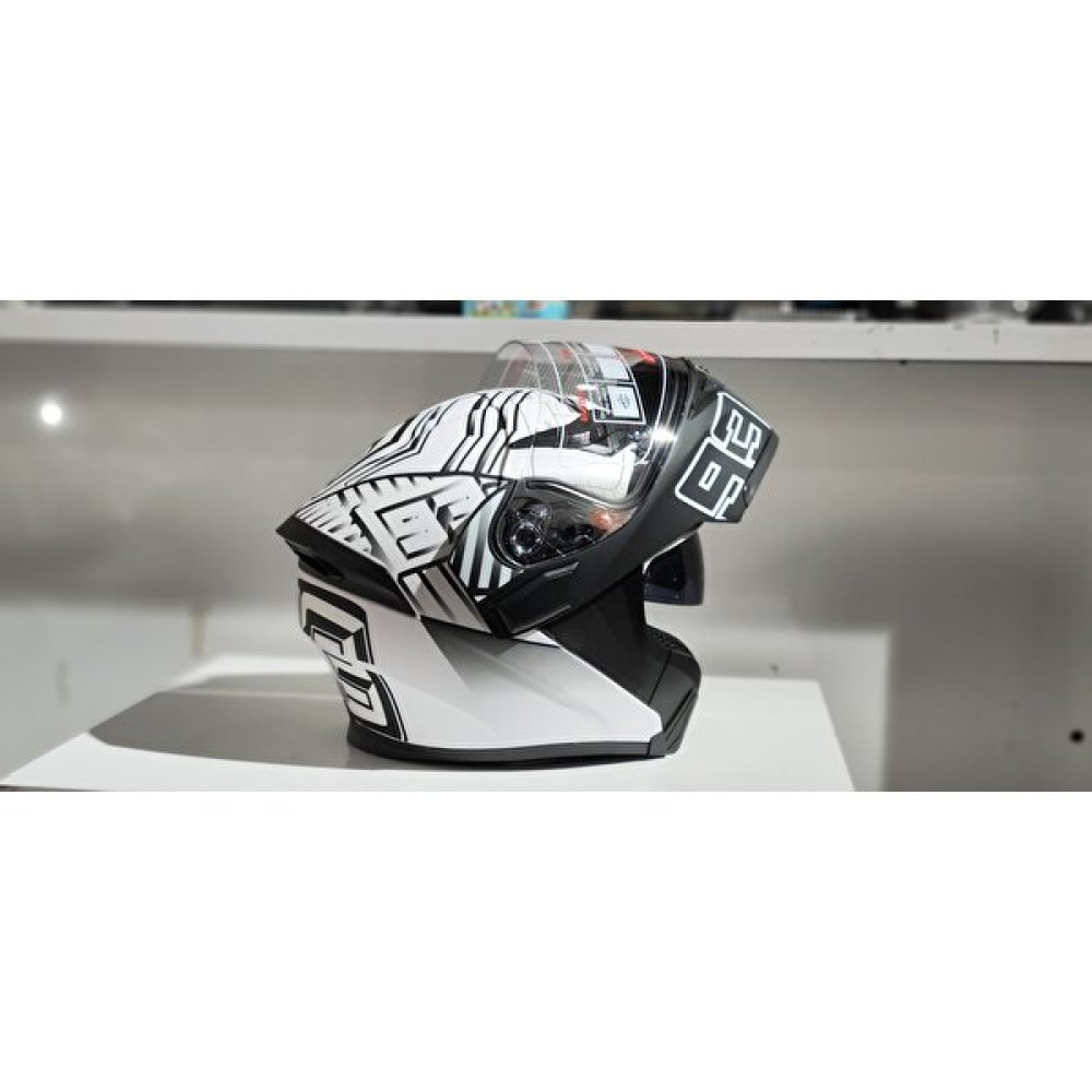 JK20 Jk 902 Mat Siyah-Mat Beyaz Güneş Vizörlü Çene Pedli Çene Açılır Kask... - Renkli - XL Motorsiklet Kaskları Fiyatı