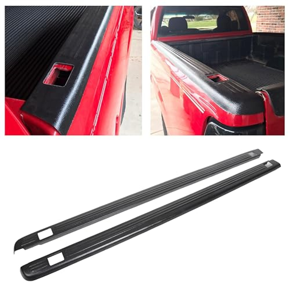 JMTAAT 6'6" Bed Rail Caps Cover Compatible with 1999-2006 Chevy Chevrolet Silverado & GMC Sierra 1500 2500 3500 Replacement for 72-01151 Truck Side Rail Protectors W/Stake Holes Black (Pair)