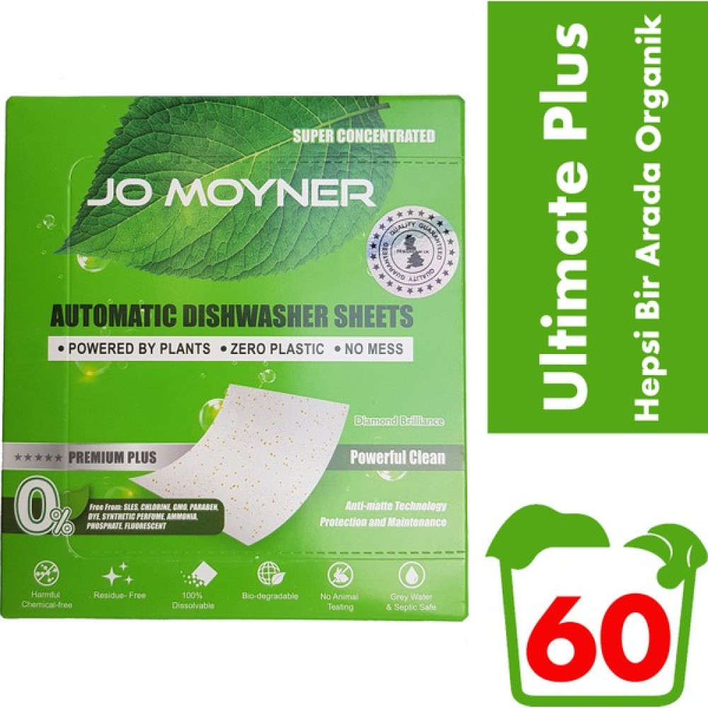 Jo Moyner Ultimate Plus Bulaşık Makinesi Deterjanı Doğal Organik Yaprak Deterjan 60 Kullanım Bulaşık Yıkama Fiyatı