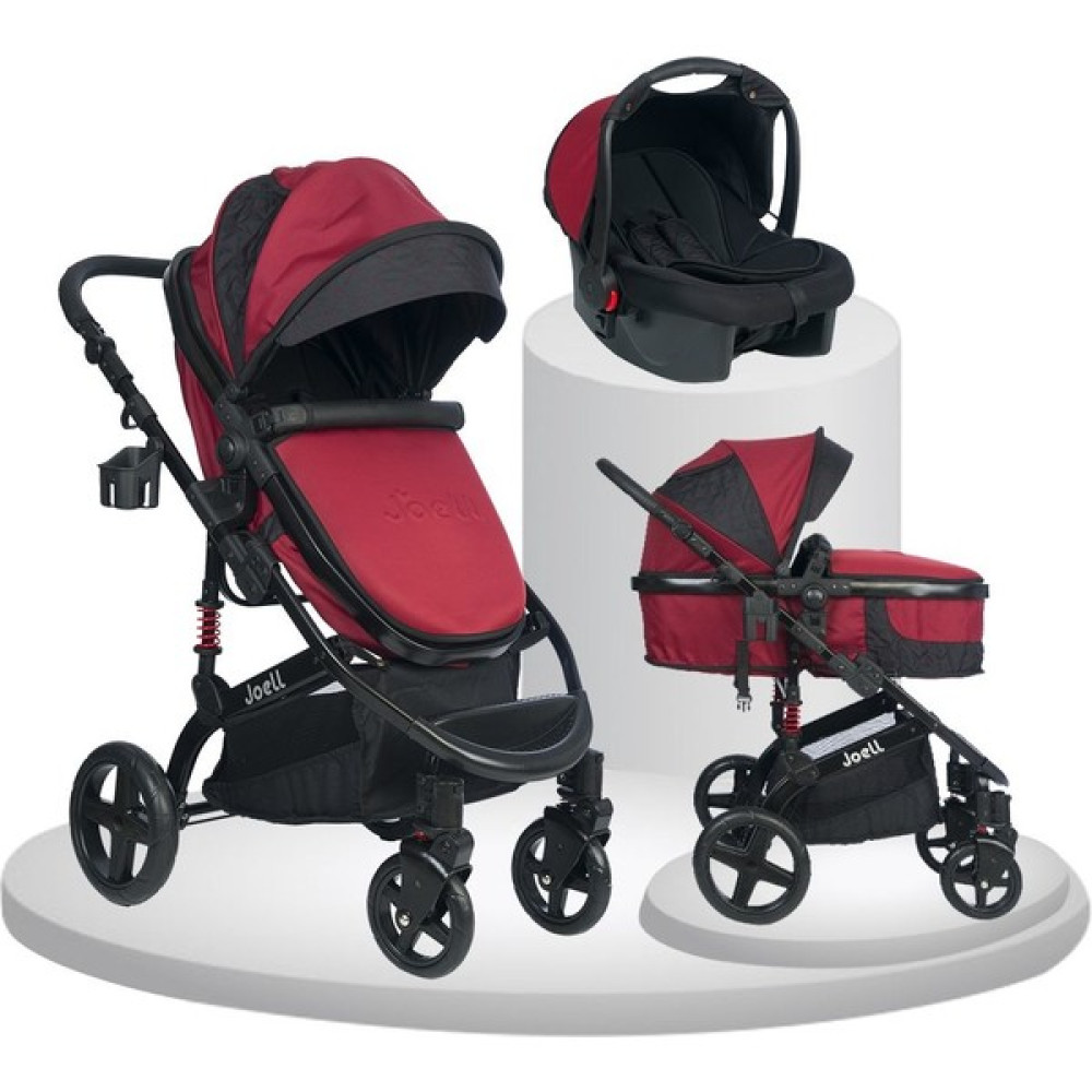 Joell New Truva III Travel Sistem Bebek Arabası - Siyah Bordo Bebek Arabası-Puset Aksesuarları Fiyatı