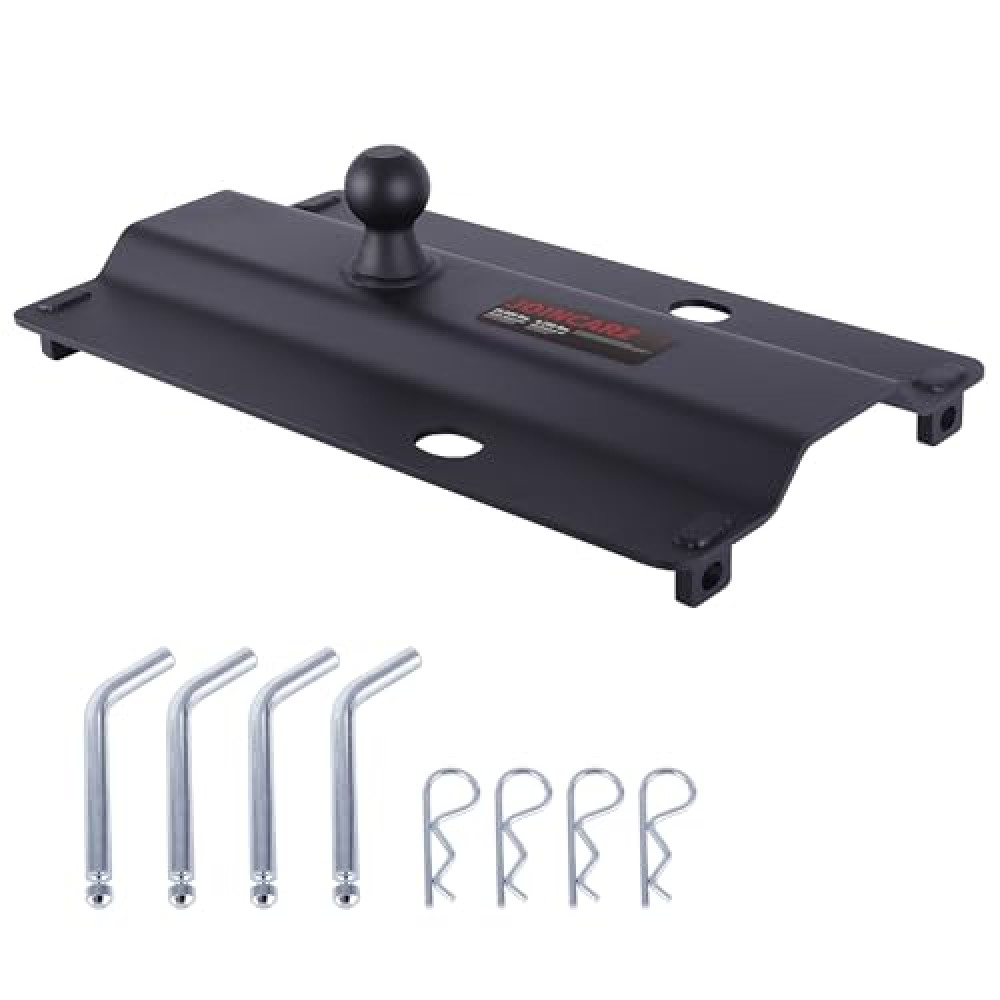 JOINCARZ 30,000 lbs Gooseneck Ball Plate Fit for 5th Wheel Rails, Gooseneck Adapter Hitch for Pickup Truck Bed Trailer Towing, 2-5/16-Inch Ball, Fits Industry-Standard Rails,Carbide Black Powder Coat