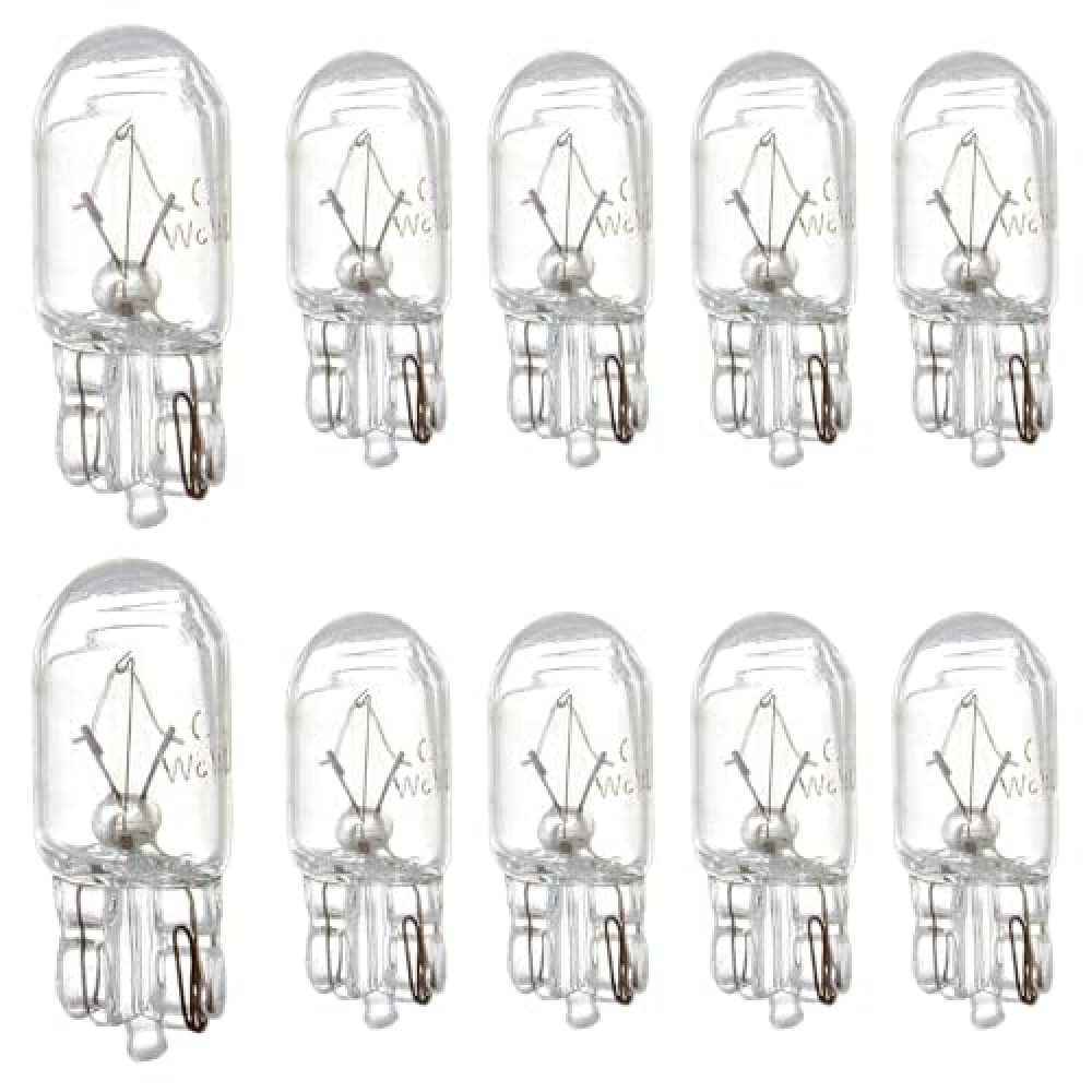 jokormo 10 PCS T10 Halogen Bulbs, Dashboard Instrument Light, Side Light Replacement Bulbs, Universal for Most Cars (White)