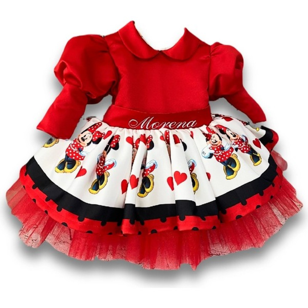Jol Baby Minnie Mouse Kostüm Tütü Elbise-Kırmızı Bebe Yaka Kız Çocuk Elbise Fiyatı
