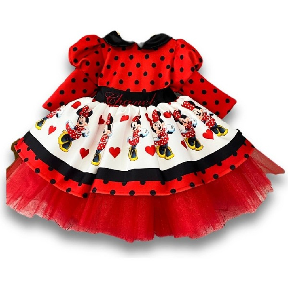 Jol Baby Minnie Mouse Kostüm Tütü Elbise-Kırmızı Puantiyeli Kız Çocuk Elbise Fiyatı