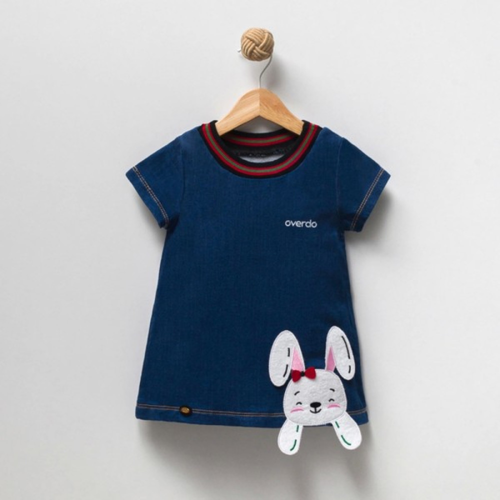 Jol Baby Tavşanlı Jean Kot Denim Kız Bebek Elbise Bebek Elbisesi Fiyatı