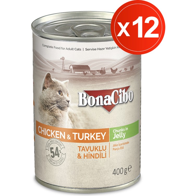 Jöleli Tavuk ve Hindili Yaş Kedi Maması, 400 gr x 12 Adet, Tüm Irklar Için, Doğal, Şeker Içermez Evcil Hayvan Ürünleri Fiyatı