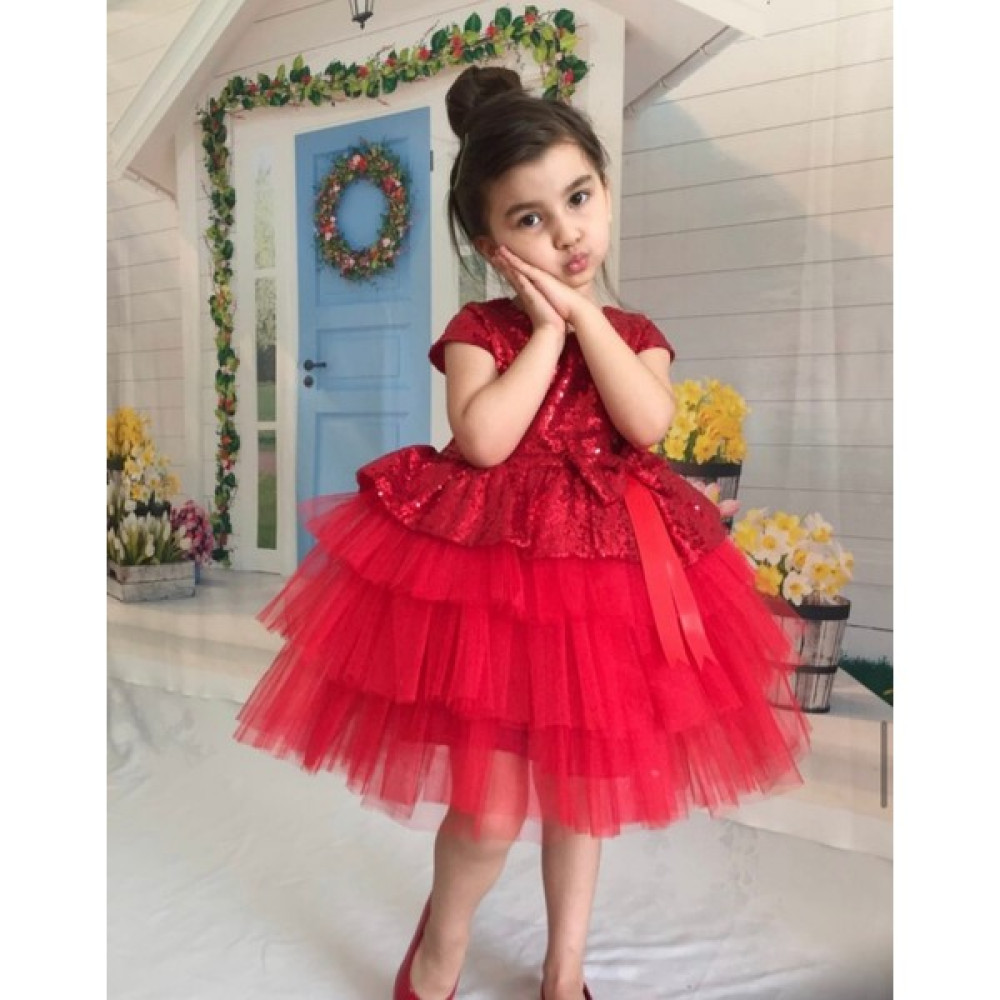 Jolly Tent Kırmızı Paletli Tütü Elbise Kız Çocuk Elbise Fiyatı
