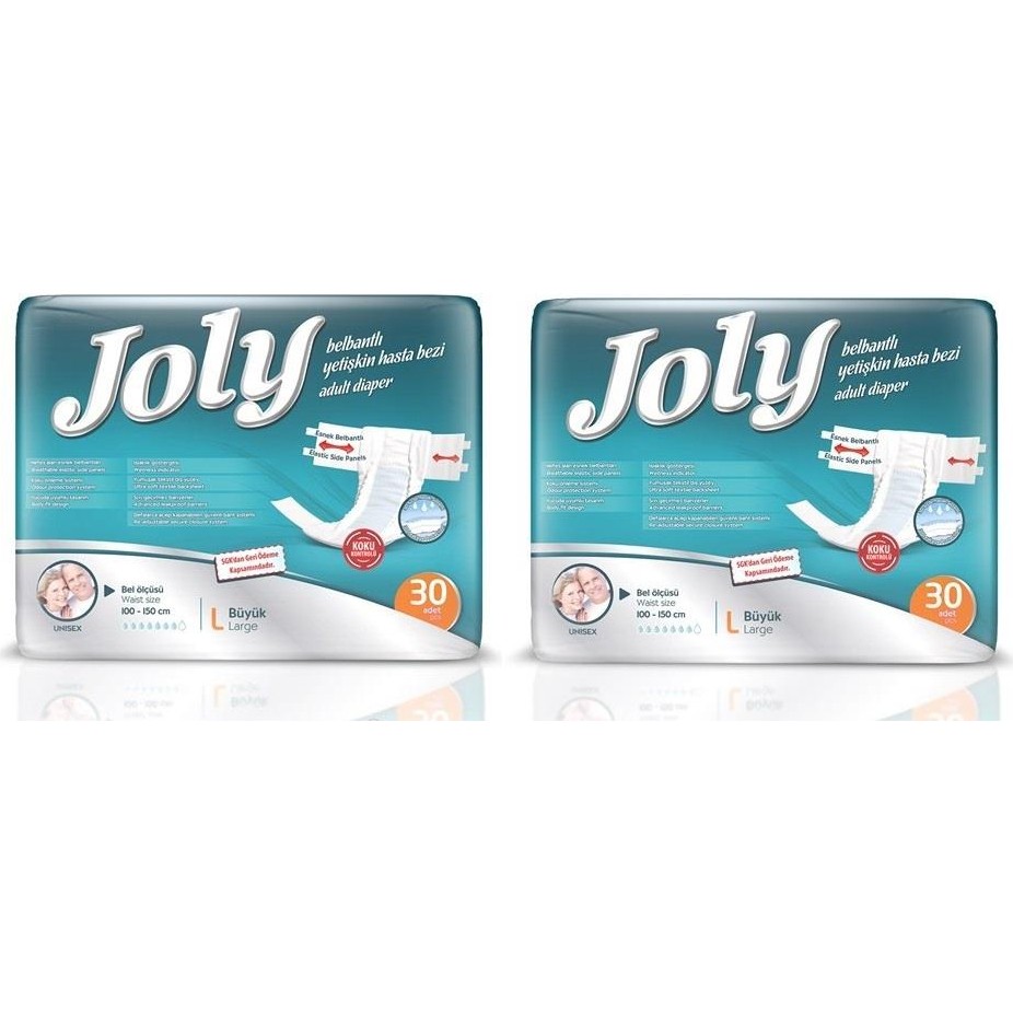Joly Belbantlı Hasta Bezi 60 Adet Büyük Large 30x2 Paket - L Hasta Bezleri ve Temizliği Fiyatı