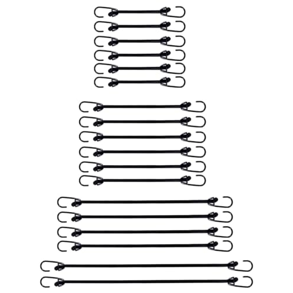 Joneaz Mini Bungee Cords with Hooks 2 inch 4 inch 6 inch 9 inch, Assorted 18-Piece Set Package of Small Bungee Cords