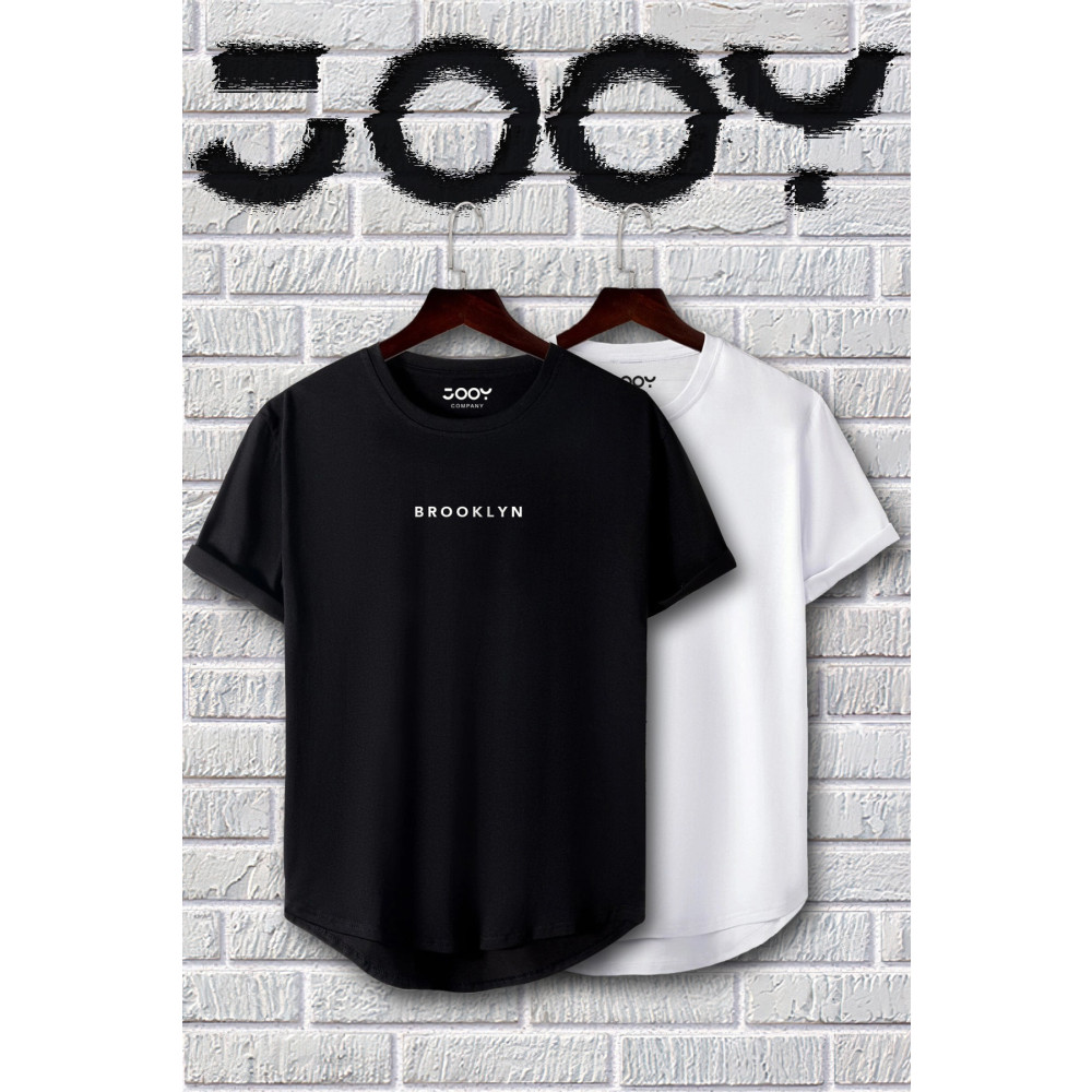 Jooy Company Brooklyn Baskılı Siyah Beyaz Oval Kesim Tshirt 2li Set M Beden Bayan T-shirt Fiyatı